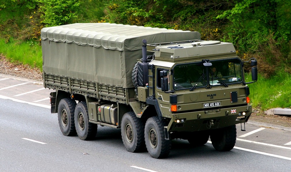 Camion militar lovit de tren