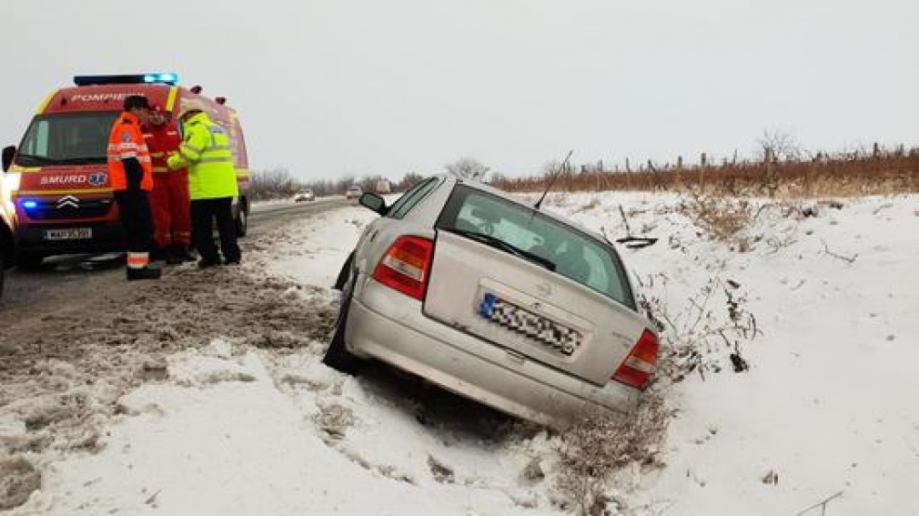 Peste 150 de arbori doborâţi din cauza vântului şi a zăpezii şi 40 de maşini blocate în zăpadă