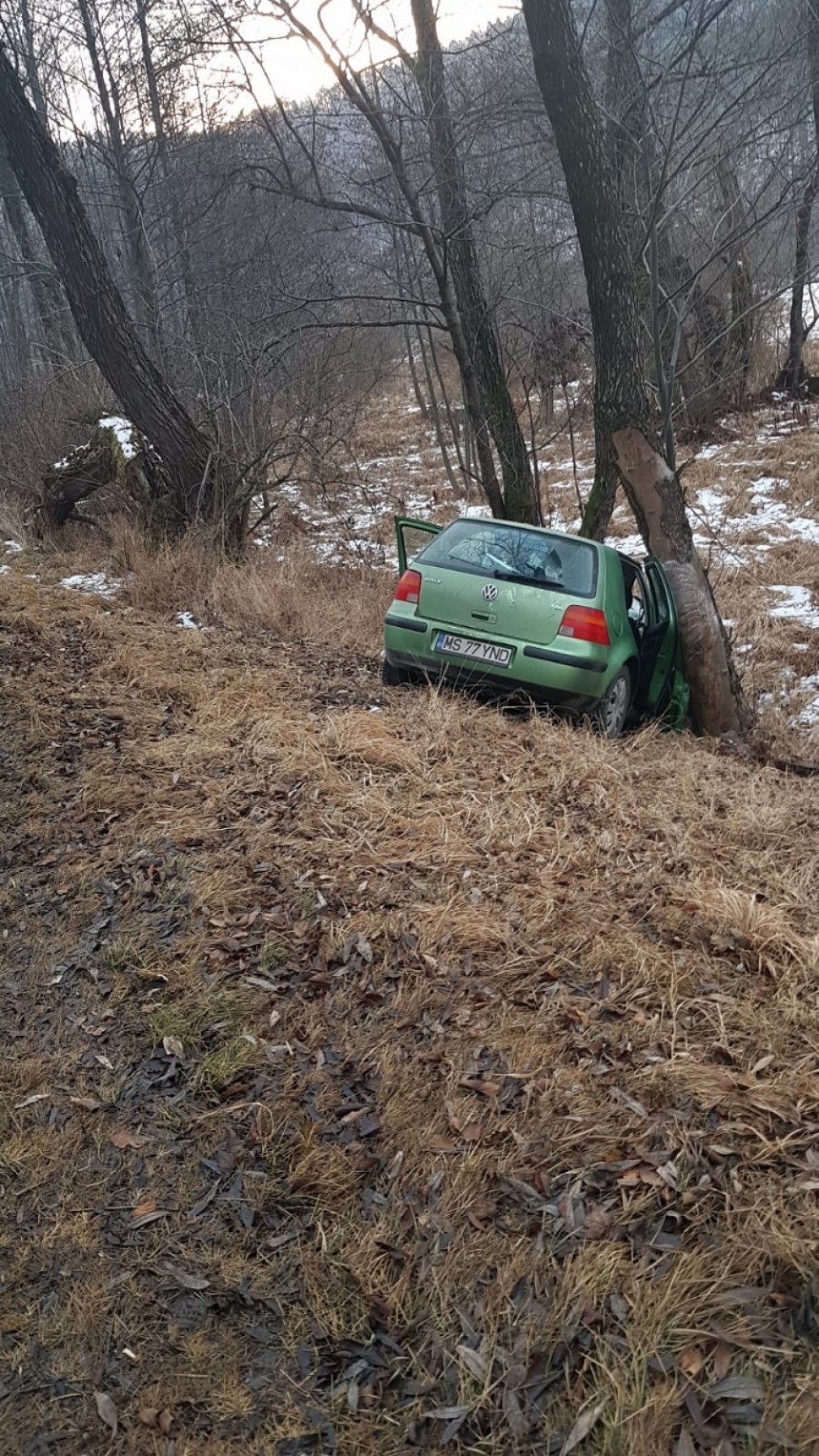 O femeie a fost grav rănită după ce a intrat cu maşina într-un copac