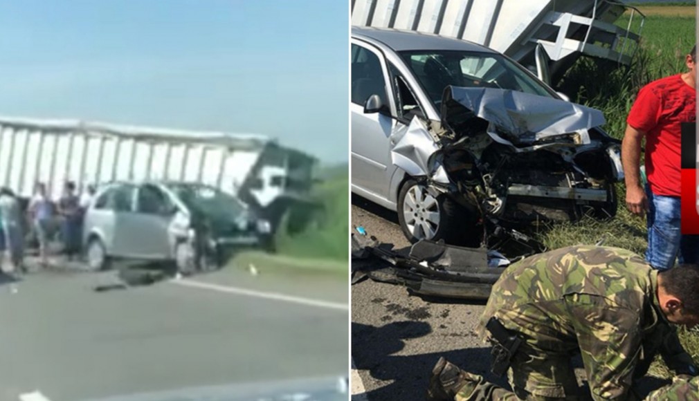 A tăiat calea unui TIR care a intrat pe contrasens și a lovit o mașină